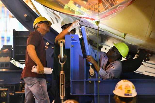 NASA image: Engine Section for NASA’s SLS Rocket Prepared for Joining to Rest of Stage